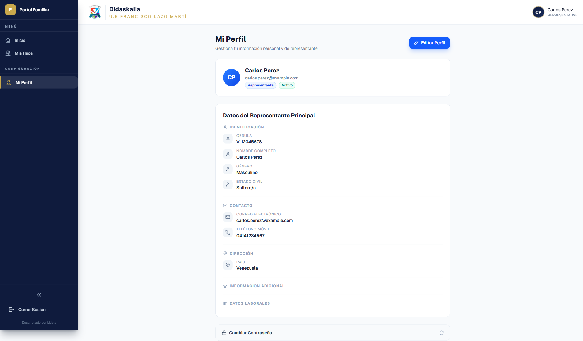 Edición de perfil